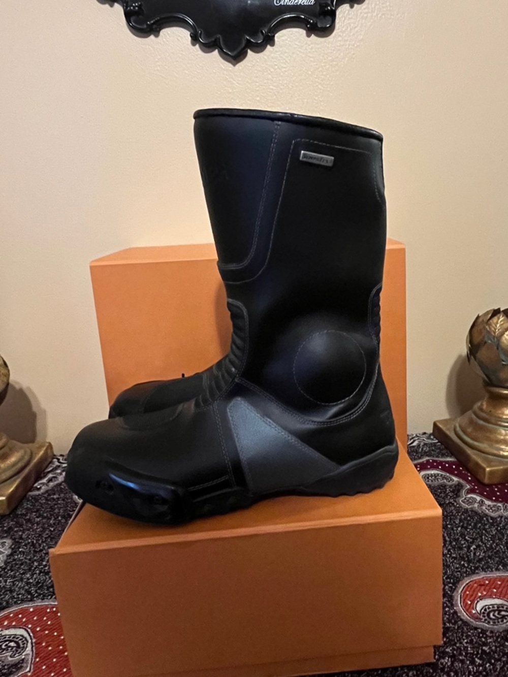 Triumph Sympatex Black Leather Mens SZ 9 US / 42 EU Motorcycle Boots W/ Side Zip